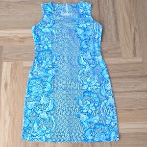 J. McLaughlin Blue Patterned Sleeveless Dress Medium